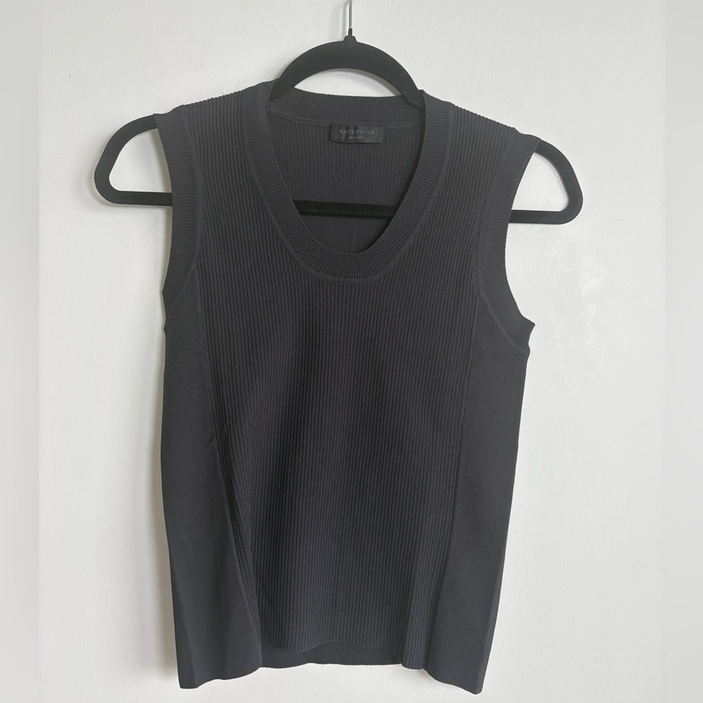 Anteprima Milano Ribbed Knit Tank Top Charcoal Size 40 (Small) Italian Designer